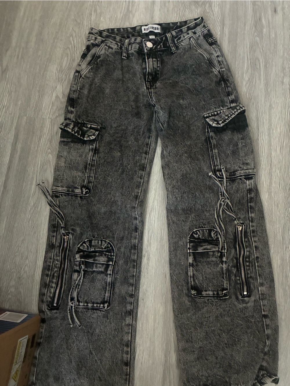 Disclosure Relaxed Cargo Jeans - Washed Black